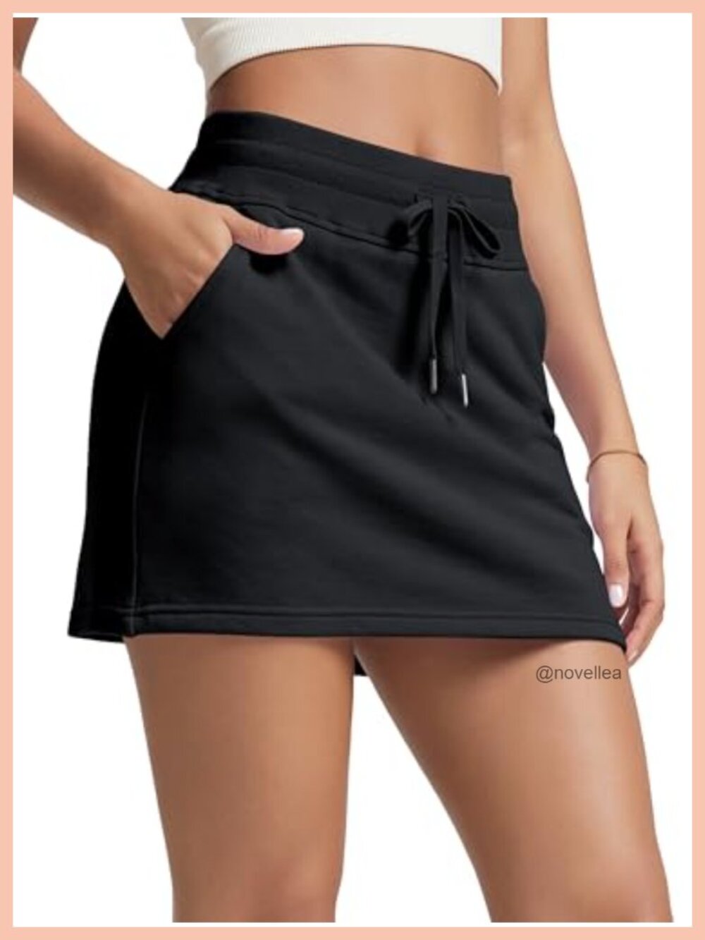 Cotton French Terry Skorts with Built-in Shorts Drawstring Pockets